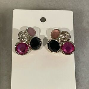 Kate Spade Cluster Curved Stud Pink Black Silver